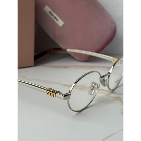 NEW Miu Miu M50ZV Silver Oval Metal Eyeglasses Frames